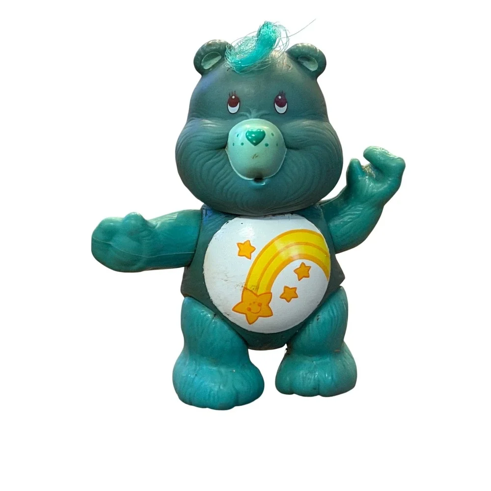 Vintage‎ 1983 Care Bears Wish Bear Poseable PVC Figure Kenner Teal Shooting Star